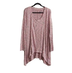 LANE BRYANT LIVI Space Dye V Neck Long Sleeve Sharkbite Hem Sweater 18 Longline